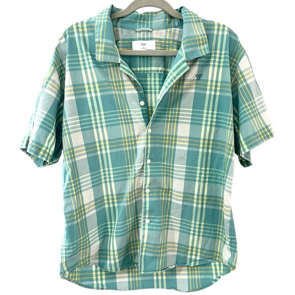 Aritizia TNA Button Down Teal Plaid Shirt Size Small - Never Worn - Picture 1 of 5